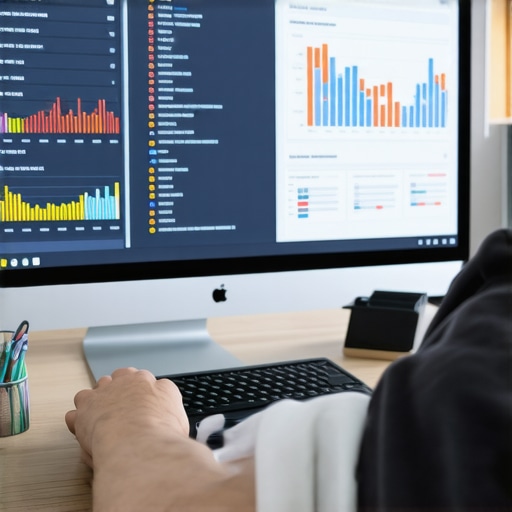 Person working on website analytics and SEO improvements