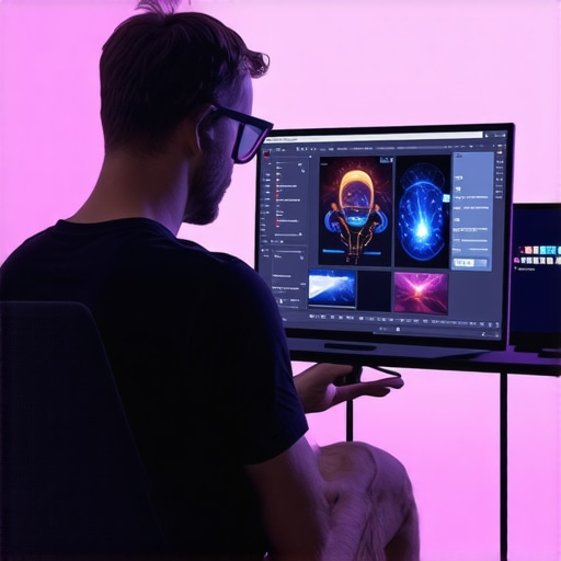 A designer working on immersive web interfaces with AR and AI features