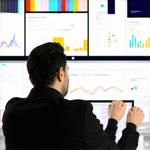 Marketer reviewing analytics dashboard emphasizing SEO and web design integration.