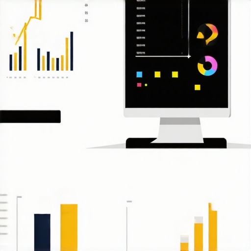 A high-tech digital workspace showcasing AI tools, data analytics dashboards, and strategic marketing visuals