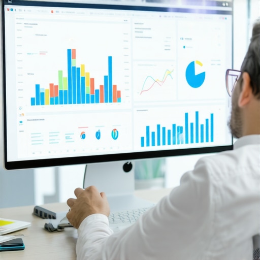 A person reviewing digital marketing analytics and performance metrics on a screen