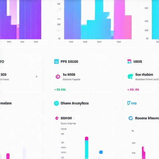 Digital Marketing Dashboard for SEO and PPC Monitoring A high-tech dashboard showing real-time SEO, PPC, and website analytics data.