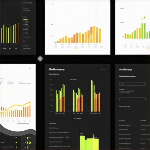A workspace with screens showing SEO audit tools and website analytics graphs.