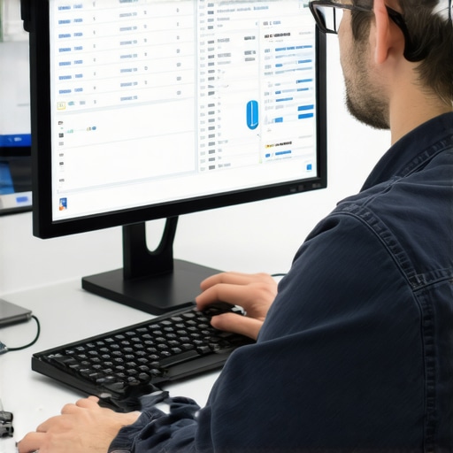 A technician analyzing website performance metrics using advanced tools.