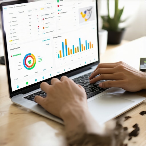 Digital Maintenance in Action Person analyzing website data and SEO metrics on a laptop for ongoing digital strategy maintenance.