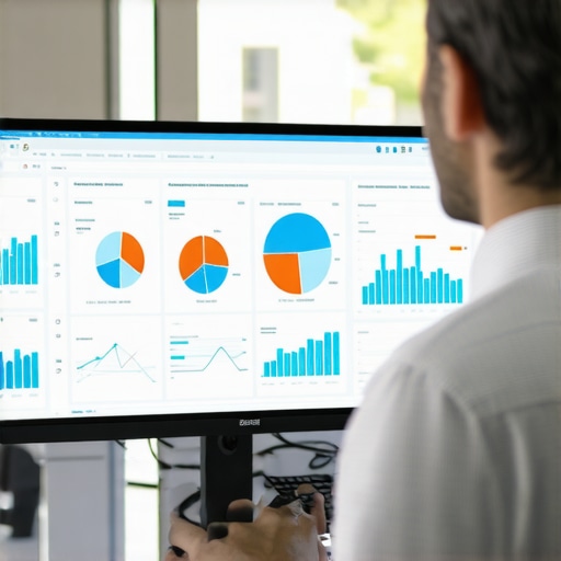 Person reviewing marketing analytics on a computer screen, focusing on performance metrics and graphs