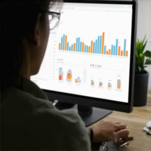 Person reviewing website analytics and SEO performance charts on a computer.