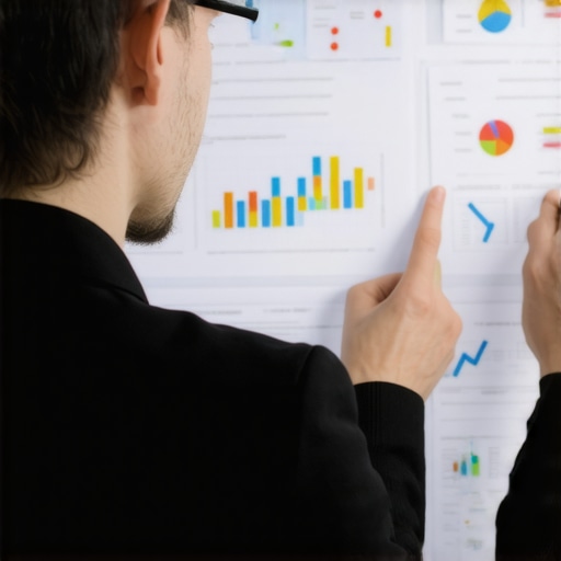 A person reviewing reports on PPC, SEO, and branding strategies with computer screens showing graphs and analytics