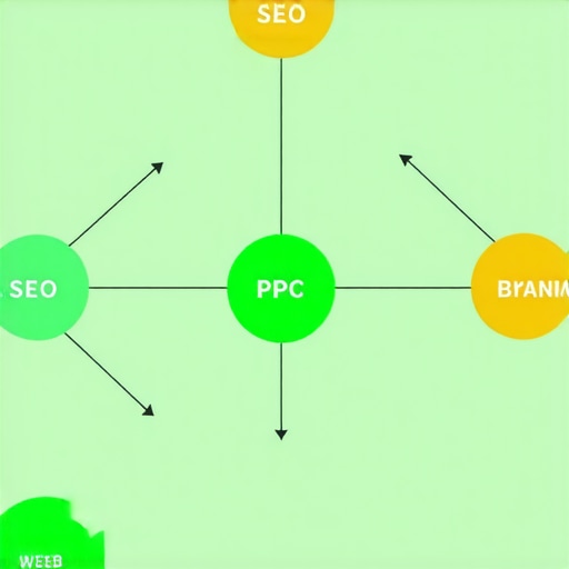 Diagram illustrating the connections and common pitfalls in SEO, PPC, web design, and branding.