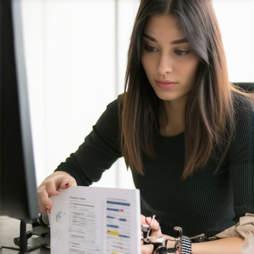 Marketing professional analyzing search terms on a computer screen for Google Ads