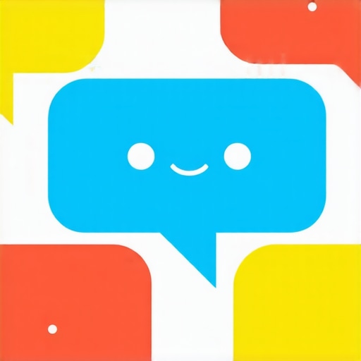 A friendly website chat interface with speech bubbles and warm colors.