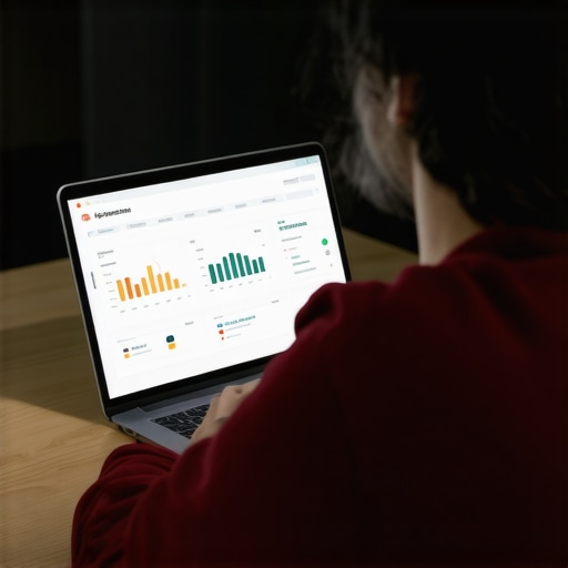 Developer working on website optimization with performance graphs on a laptop screen.