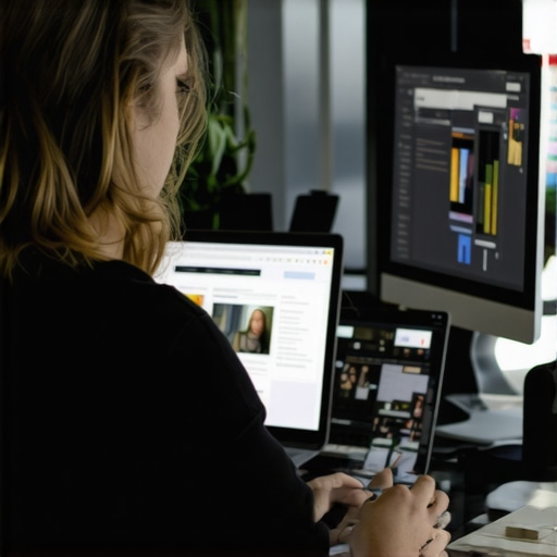 A person working on website layout with modern design tools.