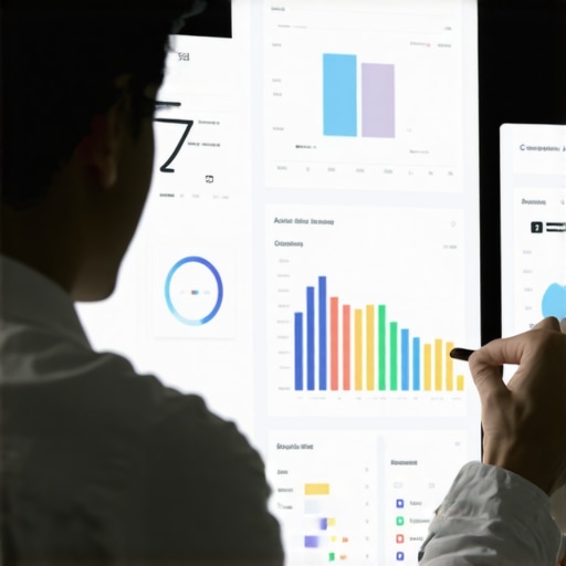 A person analyzing auction insights data on a digital dashboard for PPC campaigns.