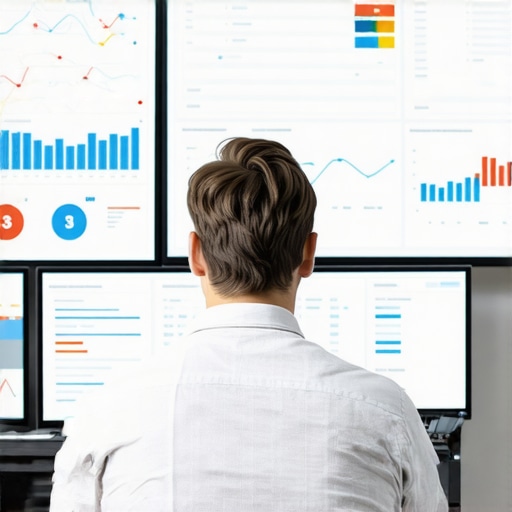 A person working on digital marketing campaign data with graphs and bid adjustment tools