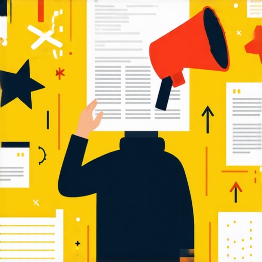 Person designing a catchy blog headline with keywords and promotional icons