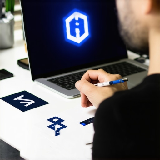 Designer creating a logo and visual branding elements