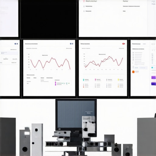 Digital Workspace for Website Maintenance Monitor screens showing SEO analytics and website performance metrics, symbolizing ongoing website maintenance.