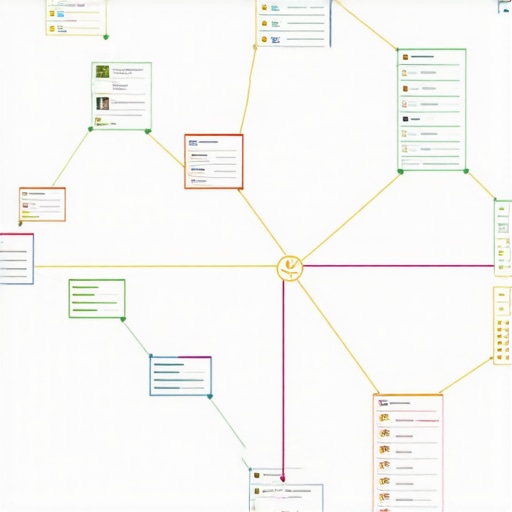 Diagram showing interconnected website pages for SEO