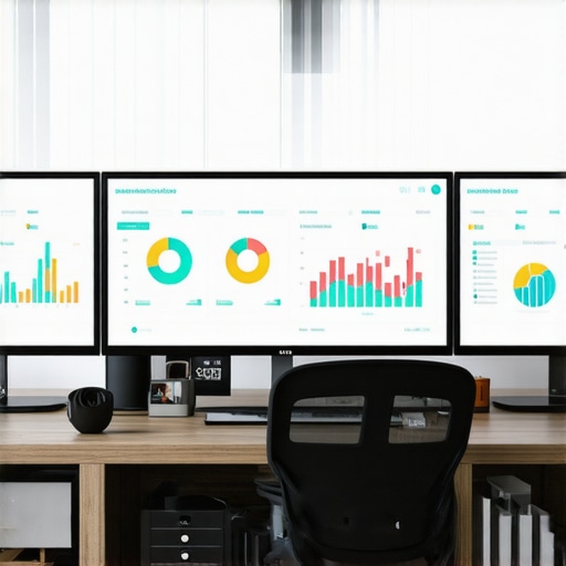 A workspace showing screens with SEO and PPC management tools.