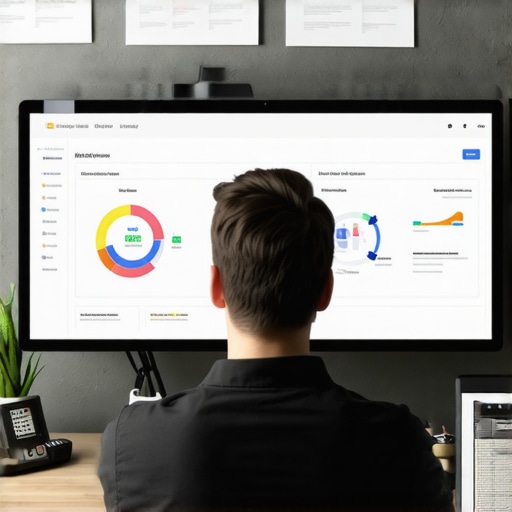 Person analyzing website metrics on a laptop with SEO dashboards.