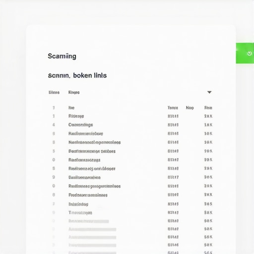 Website Audit for Broken Links Screenshot of website audit tool showing broken link reports.