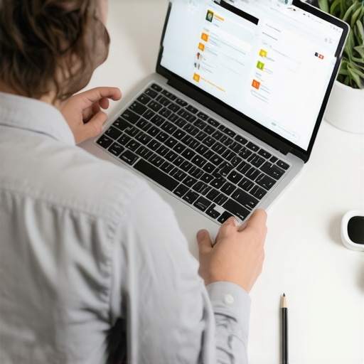 Website Maintenance Tools in Action A person managing website performance with technical tools and software