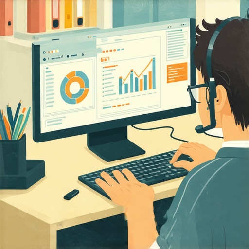 A person working on website maintenance with various digital tools displayed on a monitor.