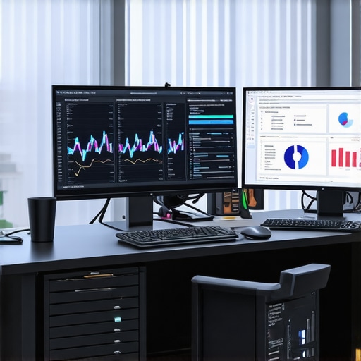 A person managing website analytics and server settings on multiple screens to ensure website health.