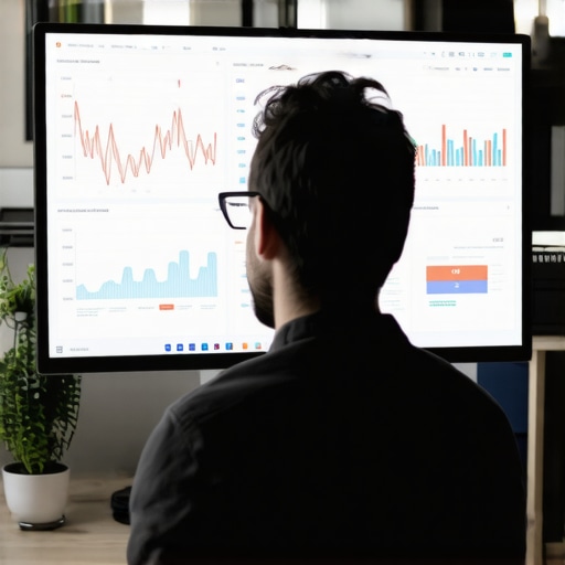 Person reviewing website search analytics on a monitor.