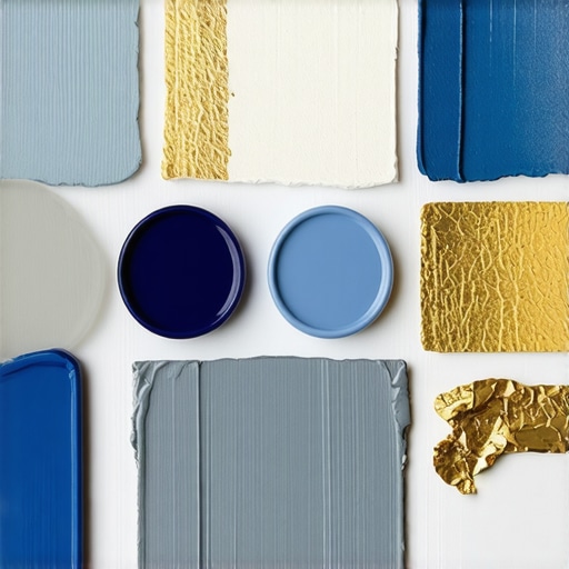 Color palette for professional branding A designer's color swatch featuring blue, gray, and gold hues for branding.