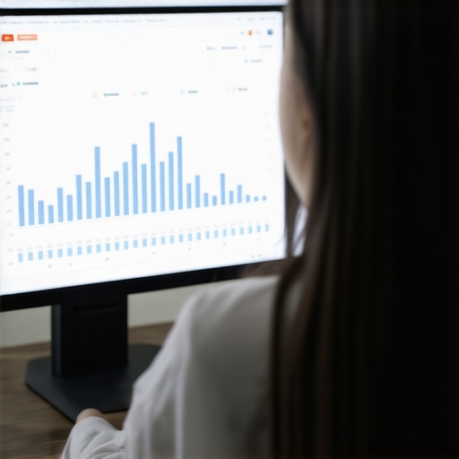 Data analysis for SEO audit Person reviewing website analytics charts to improve search intent alignment.