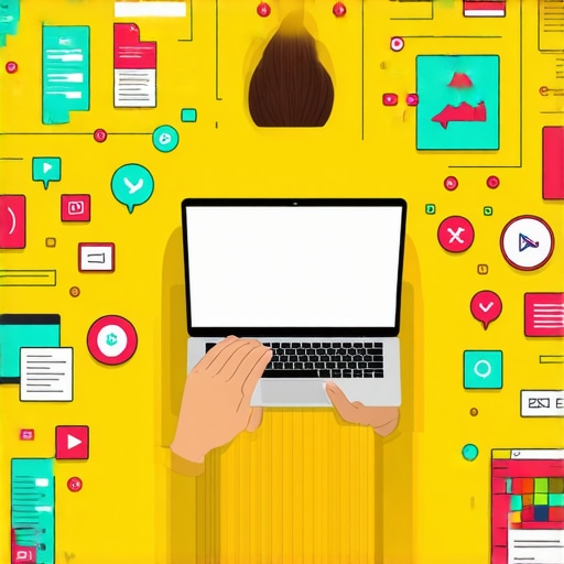 Person sending outreach email to journalist with digital icons around