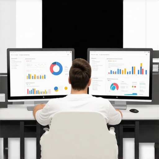 Digital Tools for Continuous Website Optimization Workspace with SEO and PPC software open on multiple monitors