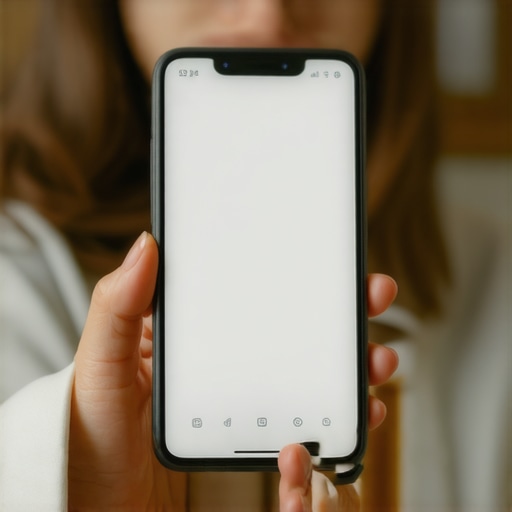 Illustration of a hand holding a smartphone with touch-friendly interface layout.