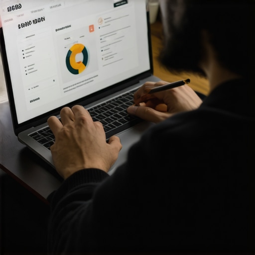 A person optimizing a blog post on a computer with SEO tools