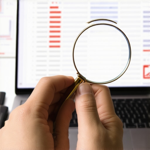 A professional conducting a manual backlink audit to identify toxic links on a laptop spreadsheet.