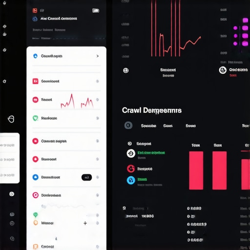 A professional digital dashboard displaying SEO and technical performance metrics for a website.