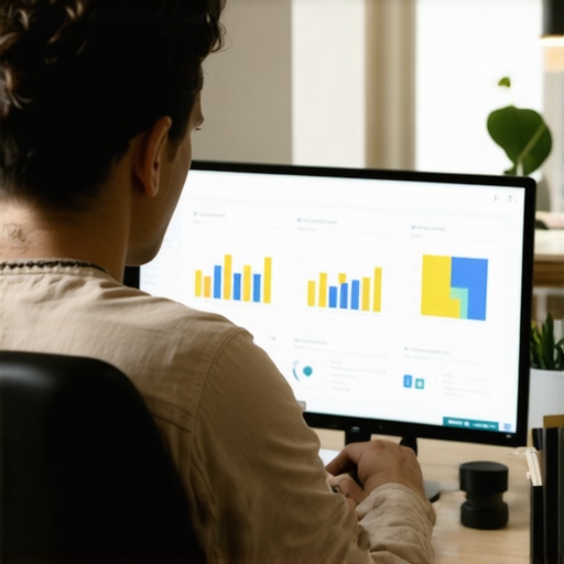A person managing media outreach and technical SEO in a modern office