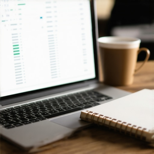 Close up of a professional SEO audit and data analysis setup on a laptop