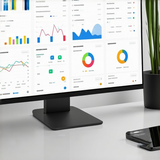 A modern workspace showing technical SEO tools and mobile optimization analytics on a monitor and smartphone.